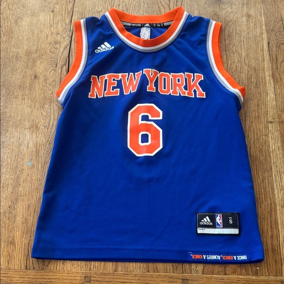 Adidas Blue New York Kids Basketball Jersey Porzingis number 6  size small - Picture 2 of 5
